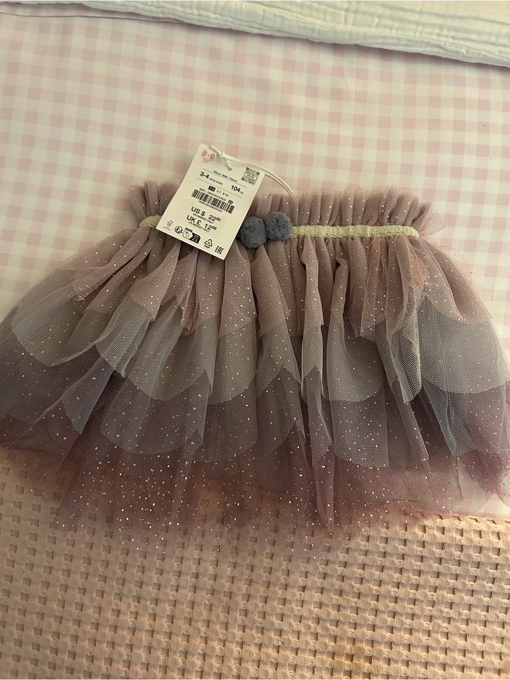 Zara Glitter Layered Tulle Skirt in Dusty Pink
